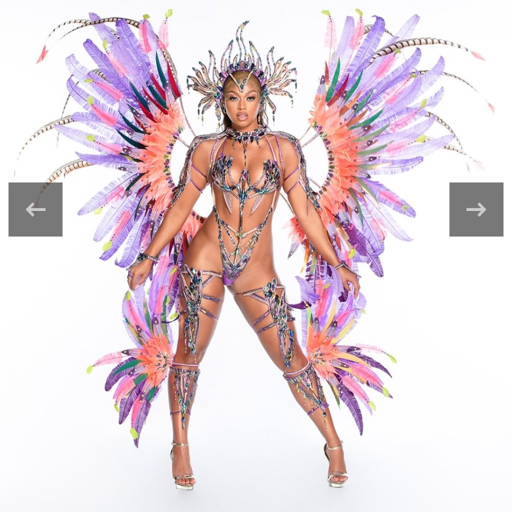 Carnival Costume — Carnival Leg Pieces — Purple and Coral, Tribe Collection 2023